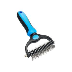 Double Sided Undercoat Rake and Dematting Comb for Efficient Grooming of Furry Pets