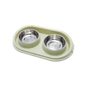 Double Stainless Steel Dog and Cat Food Bowls with No-Spill Design