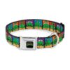 Down Classic Dog Collar with Seatbelt Buckle and TMNT Face Blocks, 5" Wide