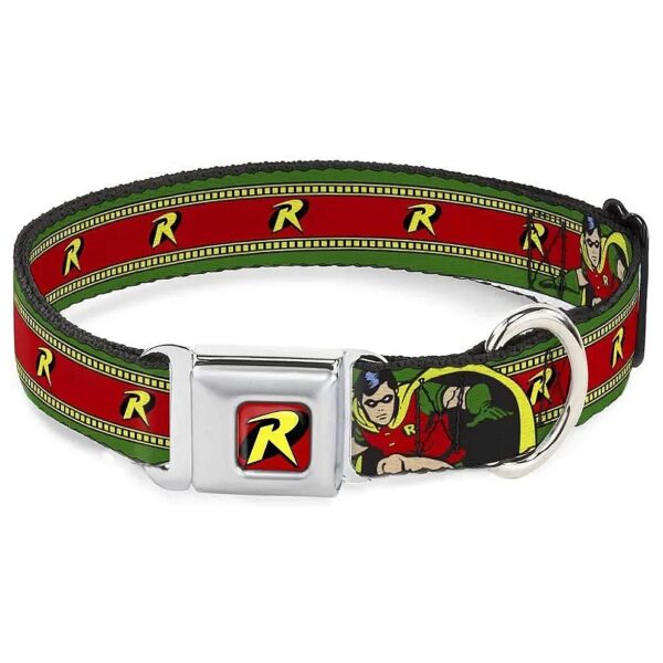 Down Dog Collar with Robin Action Pose Logo Stripe 18-32 Inches