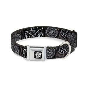 Down Supernatural Dog Collar with Unique Seatbelt Buckle and Pentagram Design