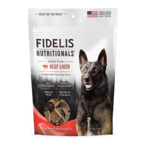 Dried Raw Beef Liver Dog Treats for Large and Small Breed Canines with No Fillers