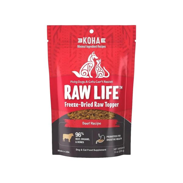 Dried Raw Beef Topper for Adult Dogs and Cats, Probiotics Included