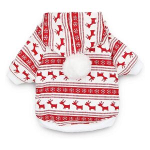 DroolingDog Soft Fleece Christmas Reindeer Dog Hoodie for Small Pets