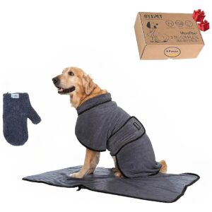 Drying Dog Bathrobe for Large Breeds with Paw Glove and Absorbent Towel