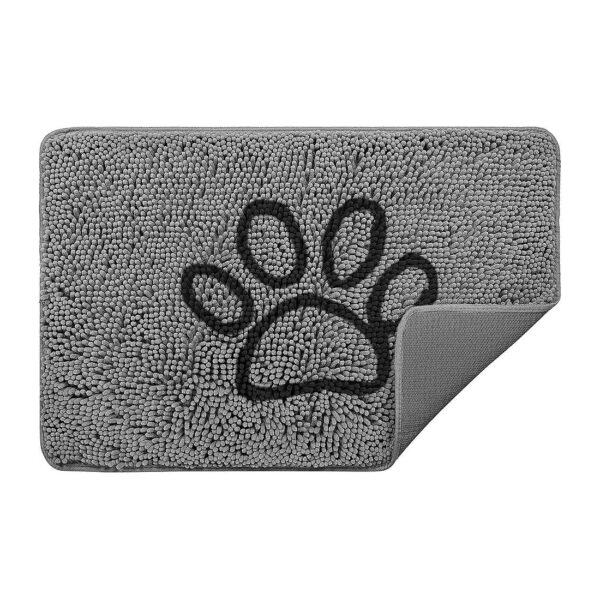 Drying Gray Chenille Microfiber Pet Mat for Indoor Entrance with Non-Slip Rubber Bottom