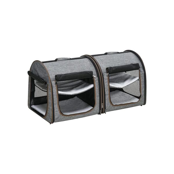 Dual-Compartment Pet Travel Carrier with Soft Cushions and Extra Security Features