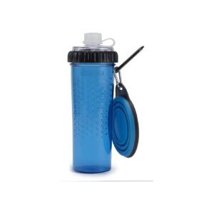 Dual Function Pet Bottle for Water and Snacks, with Collapsible Cup