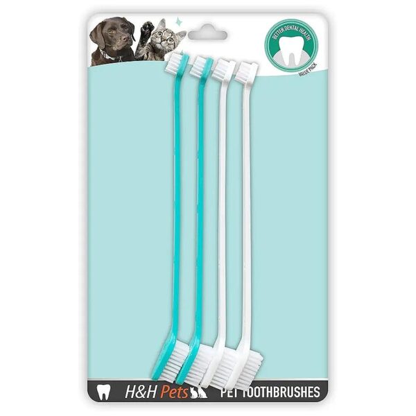 Dual Headed Dog Toothbrushes for Dental Hygiene Cleaning 4 or 8 Count Pack