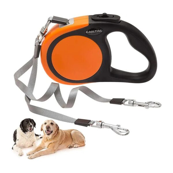 Dual Retractable Dog Leash 2 Dogs up to 55lbs 16ft Heavy Duty Nylon Control