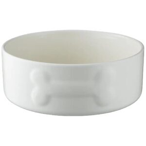 Durable 20cm Ceramic Dog Bowl with Thick Sides for Heavy Use