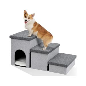 Durable 3-Step Pet Stairs for Small Dogs and Cats with Non-Slip Bottom and Storage Box