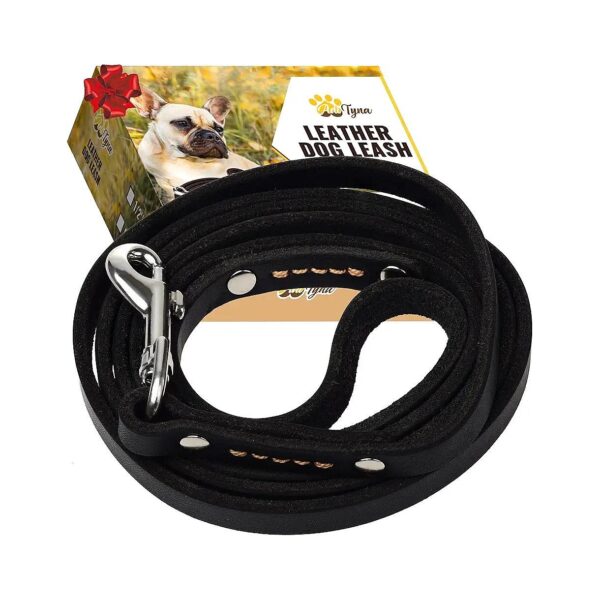 Durable 6ft Black Leather Dog Leash for Small to Medium Dogs - Soft and Strong