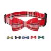 Durable Adjustable Plaid Dog Bow Tie Collar with Lock Buckle for Small Medium Large Dogs