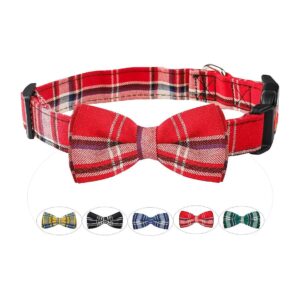 Durable Adjustable Plaid Dog Bow Tie Collar with Lock Buckle for Small Medium Large Dogs