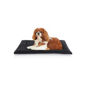 Durable Aggressive Chewer Dog Bed, Chew Proof Crate Pad, Black Ethnic Fur Mat 18x29 in