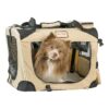 Durable Beige Pet Carrier with Powder Coated Steel Frame