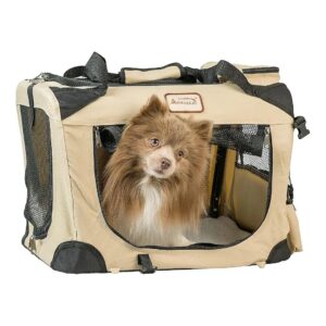 Durable Beige Pet Carrier with Powder Coated Steel Frame