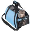 Durable Breathable Mesh Blue Cat Dog Pet Carrier for Small Medium Pets, Airline Approved