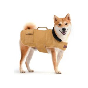 Durable Canvas Dog Coat with Fleeced Lining and Insulation for Cold Winter Weather