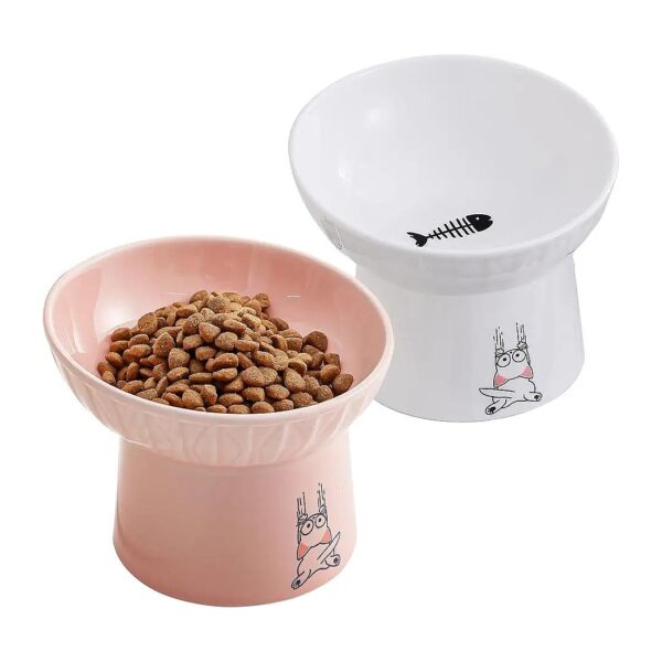 Durable Ceramic Pet Bowls with Anti Vomiting Design for Cats and Small Dogs