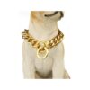 Durable Chew Proof Stainless Steel 18K Gold Cuban Link Dog Walking Collar 20 '' Chain