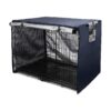 Durable Dark Blue Dog Crate Cover Made of 420D Polyester for Indoor and Outdoor Use