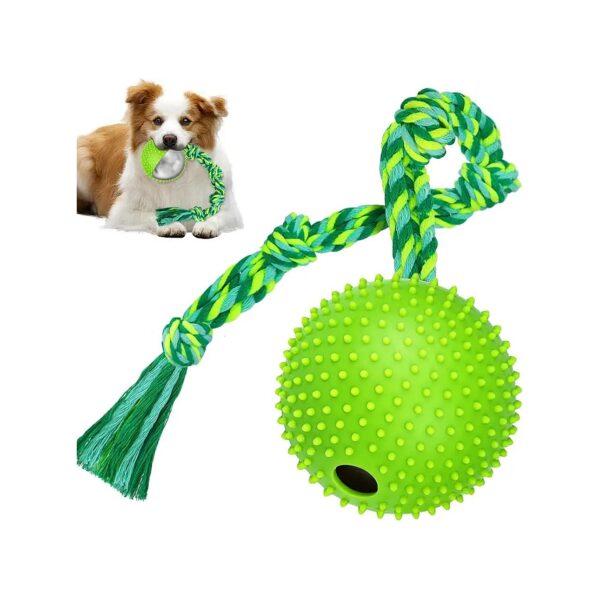 Durable Dog Toy Ball Rope Combo Silicone Cotton Rope Green Medium Large Small Dog Play