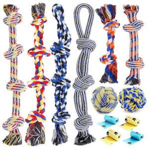 Durable Dog Toys for Large Breed Dogs, 12 Pack Cotton Rope Toys for Teeth Cleaning