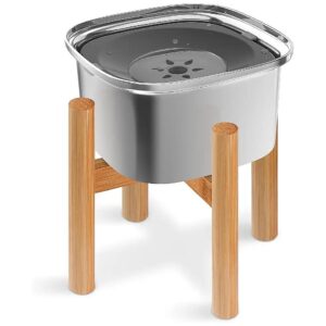 Durable Dog Water Bowl with Bamboo Stand, for Small, Medium, and Large Dogs