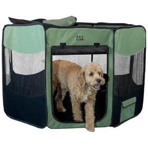 Durable Fabric Pet Crate with Built-in Stay Fold Band for Travel