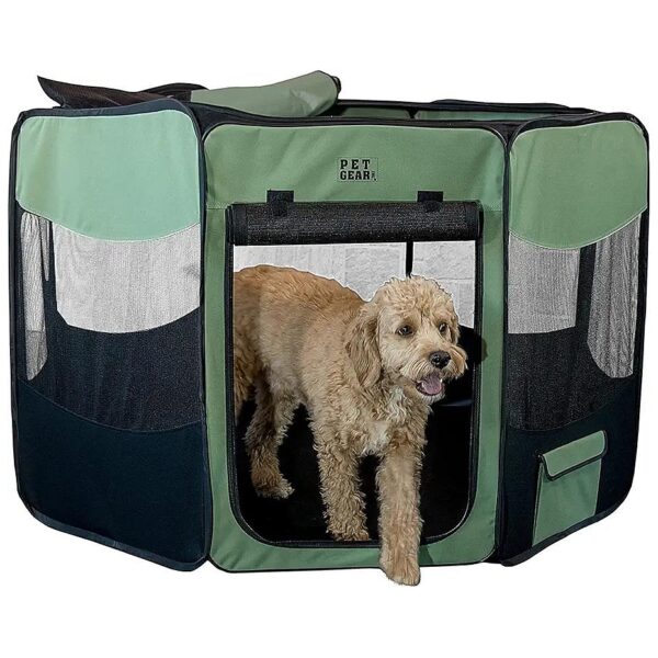 Durable Fabric Pet Crate with Built-in Stay Fold Band for Travel