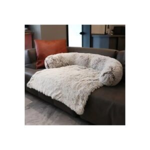 Durable Faux Fur Pet Bed with Foam Neck Bolster for Small Dogs and Cats