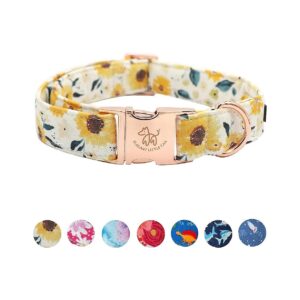 Durable Floral Dog Collar in Sunflower Pattern for Stylish Large Dogs