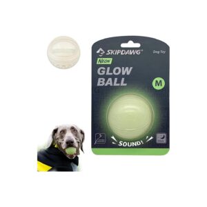 Durable Glow in Dark Dog Ball for Fetch with Squeaker and Launchable Size 5 Inches