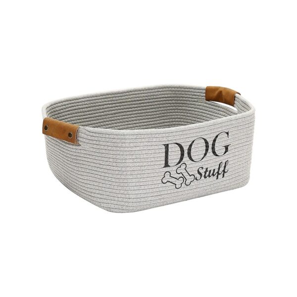 Durable Gray Cotton Rope Dog Toy Storage Bin for Organizing Pet Essentials