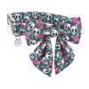 Durable Halloween Dog Collar with Stylish Bowtie and Skull Rose Pattern for Pet Dogs