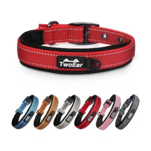 Durable Heavy Duty Dog Collar with Reflector Strip, Soft Neoprene Liner, and Metal Buckle