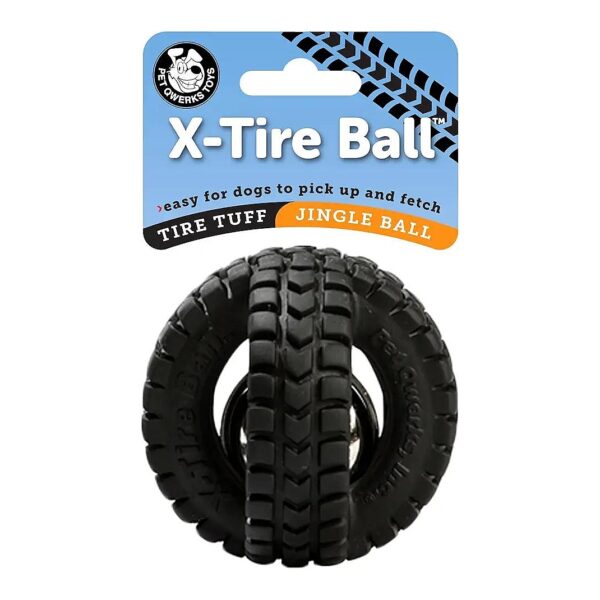 Durable Interactive Tire Ball Dog Toy with Jingle Bell for Curious Pups