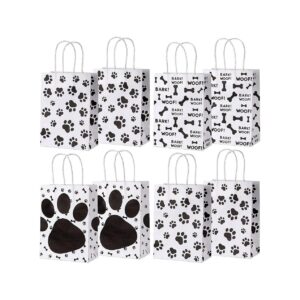 Durable Kraft Paper Dog Paw Print Party Bags with Handles for Pet Treats and Snacks