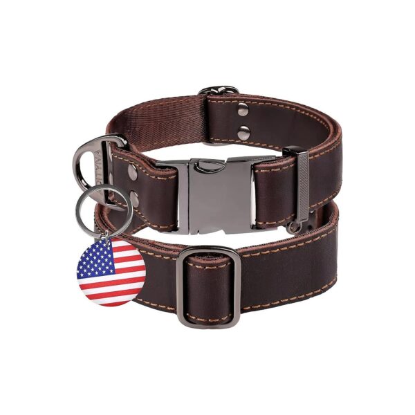 Durable Leather Dog Collar with Metal Buckle and High-Quality Materials for Active Dogs