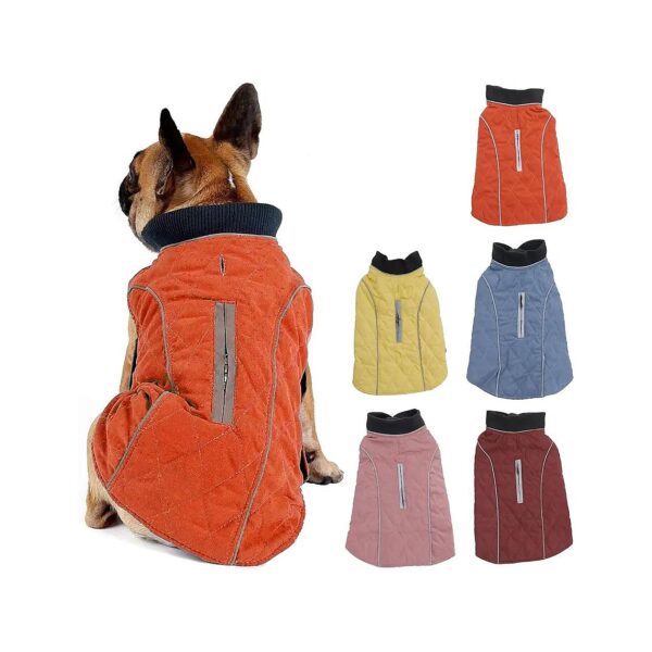 Durable Lightweight Warm Reversible Dog Winter Coat for Small Dogs Orange Size S