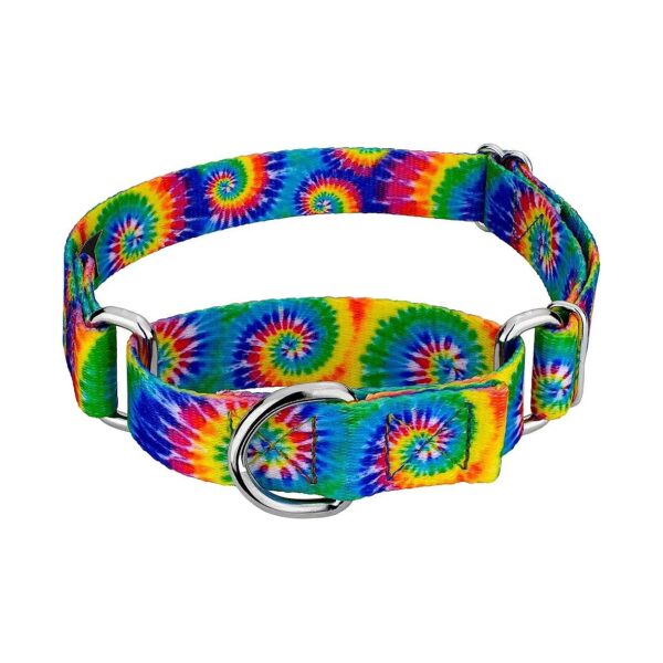 Durable Martingale Dog Collar with Classic Tie-Dye Pattern and 1 Inch Width