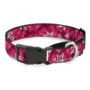 Durable Martingale Dog Collar with Thick Plastic Buckle and Pink Hibiscus Collage