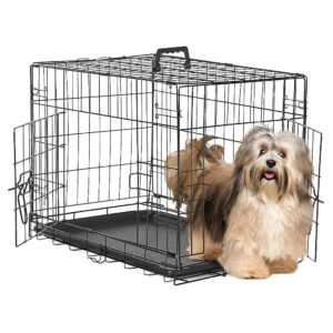 Durable Metal Foldable Pet Crate with Double Doors for Small Dogs