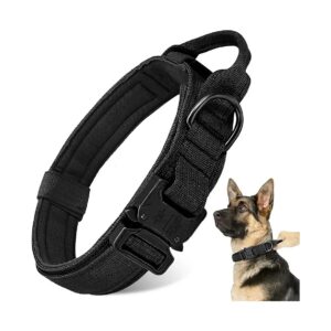 Durable Nylon Dog Collar with Heavy Duty Metal Buckle and Control Handle for Large Dogs