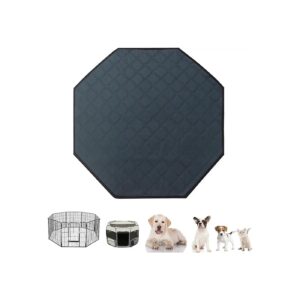 Durable Octagon Dog Playpen Mat for Playpen Crate Kennel with Anti-Slip Bottom Dark Grey