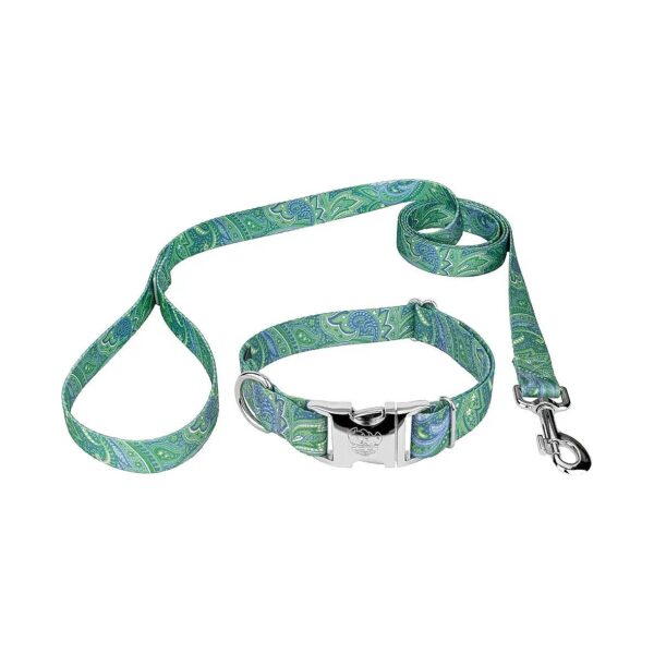 Durable Paisley Print Dog Collar and Leash Set for Medium-Sized Pets