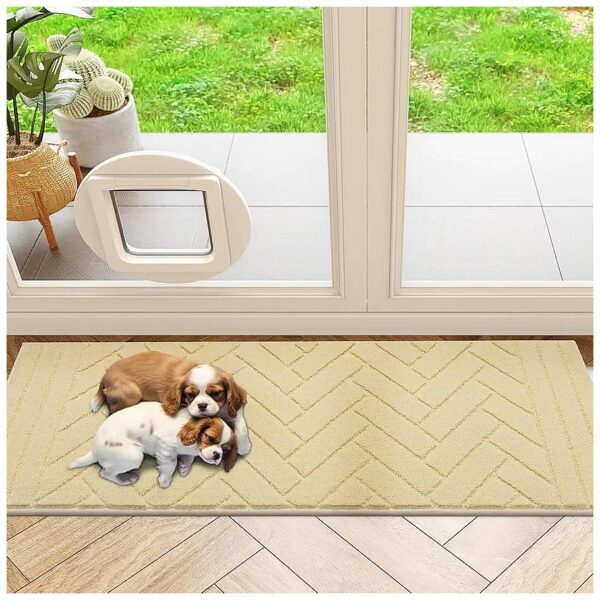 Durable Pet Rug for Muddy Paw Absorbs Moisture Dirt Soft Rubber Backing Non Slip Dog Mat