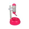 Durable Pink Plastic Pet Drinking Fountain with Adjustable Bottle Height for Cats